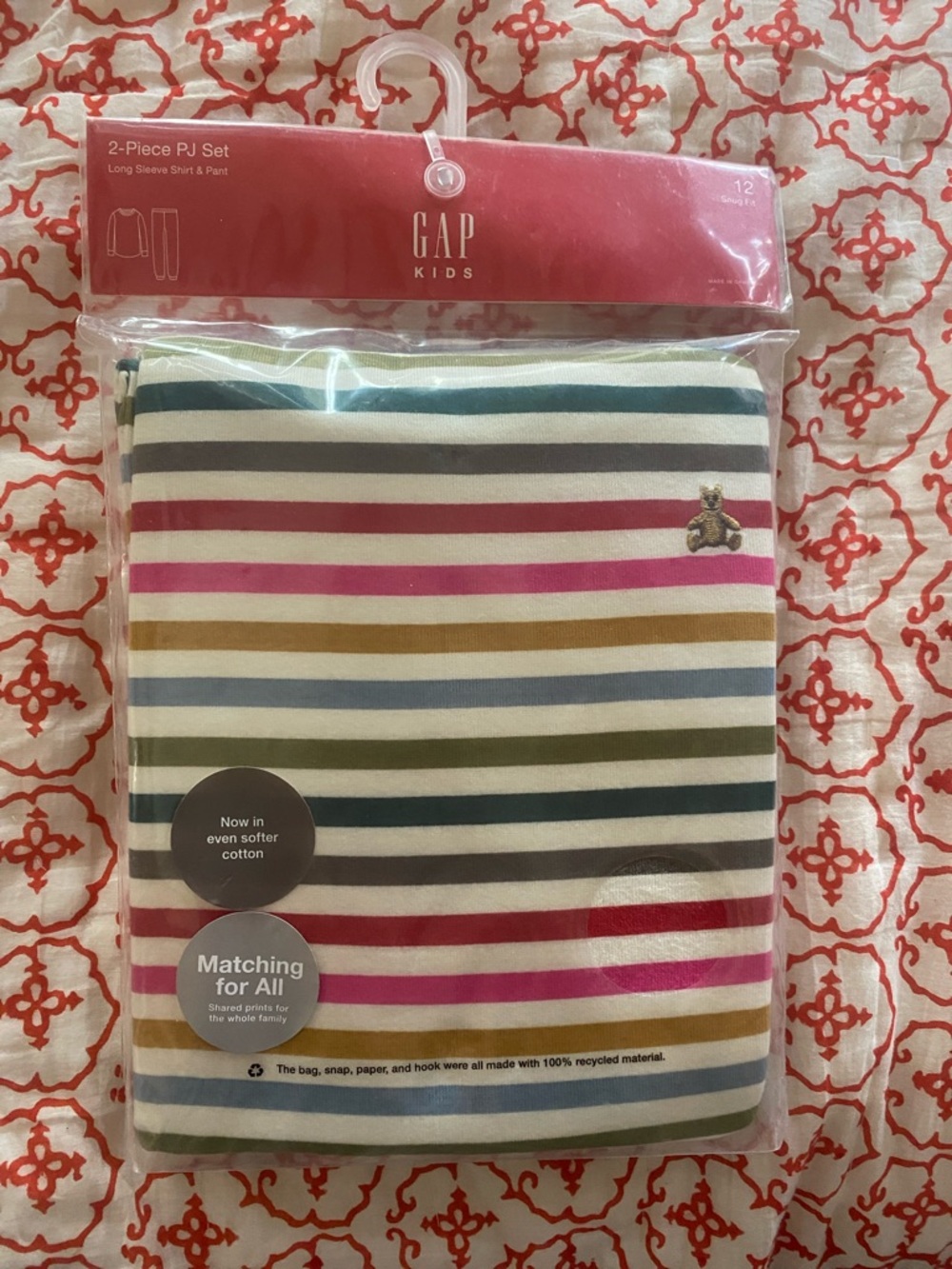 GAP Kids Striped Pajama Set in Pink, Gold, Blue, Green, Gray, Black